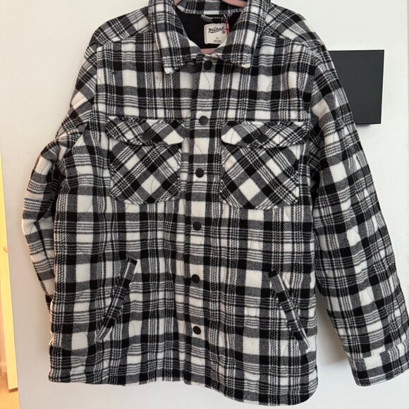 Men's Plaid Shacket /jacket - Woolrich Black/White XL, lined - Picture 1 of 8